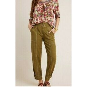 Anthropologie Jackson Olive Green Tapered Utility Pants Size 2